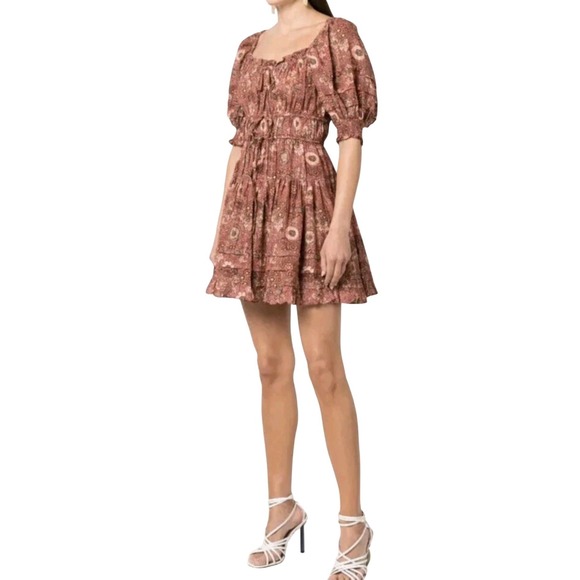 Ulla Johnson "Juniper" Mini Dress Rosebud Floral, Smocked, Puff Sleeves Sz 2 - Picture 2 of 13